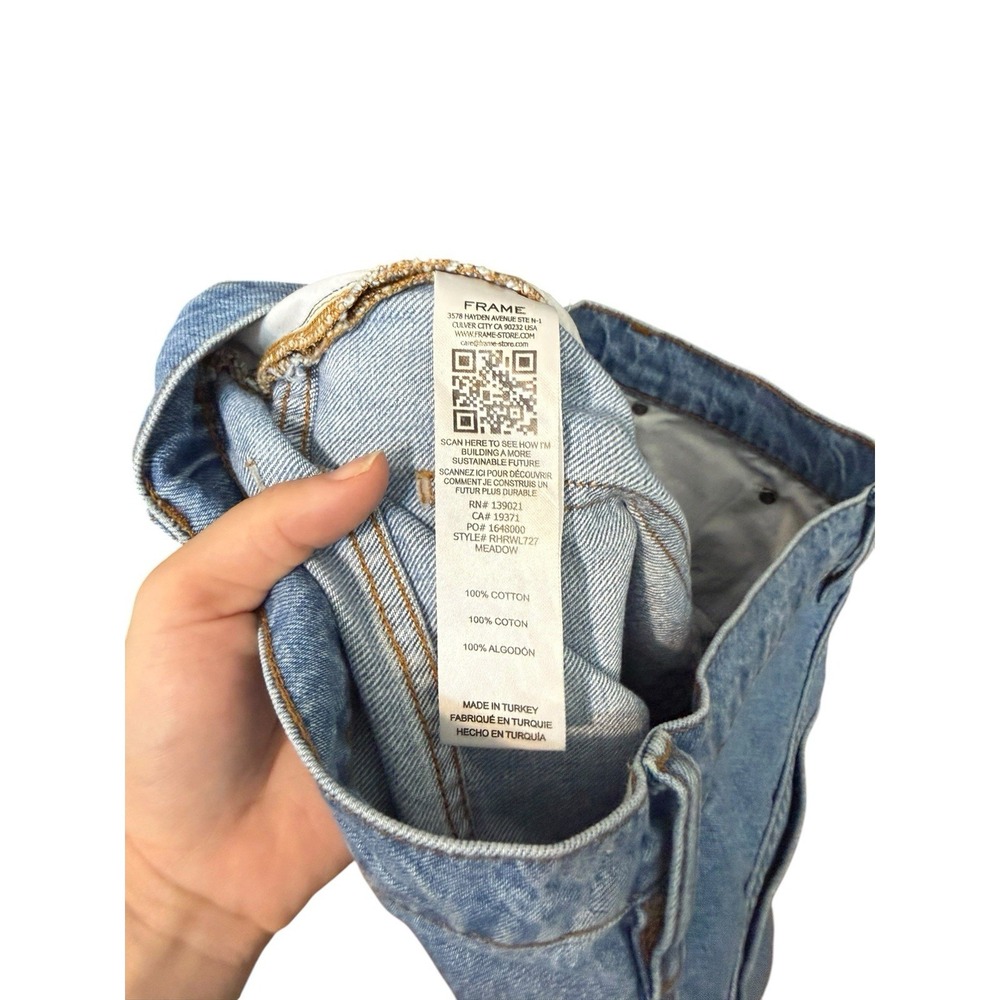 Frame Women's Rolled High Rise Wide Leg Jeans Blue Denim Size 30 Meadow - Picture 3 of 7